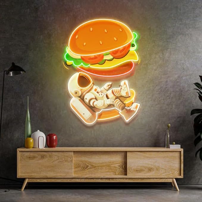 Astronaut Burger Neon Sign, Coffee Shop Decor, Business sign led light - Image 3