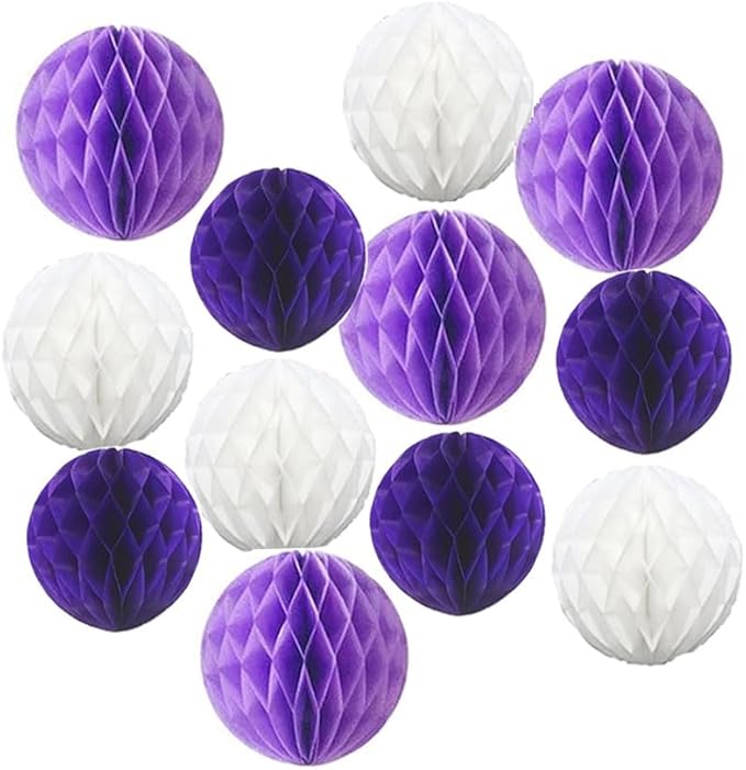 12pcs Party Honeycomb Balls Decorations 3'' 6'' 8'' Honeycomb Flower Tissue Pom by Yangeey