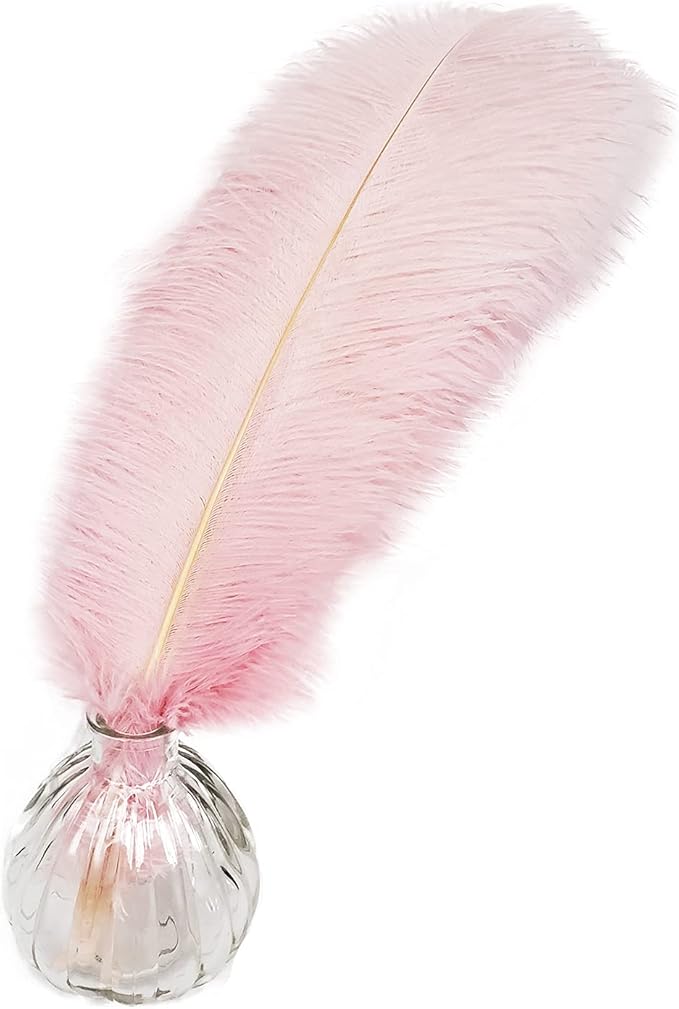 Happy Feather 16-18 inch Pink Ostrich Feathers Craft by SupplyHighQualityFeathers