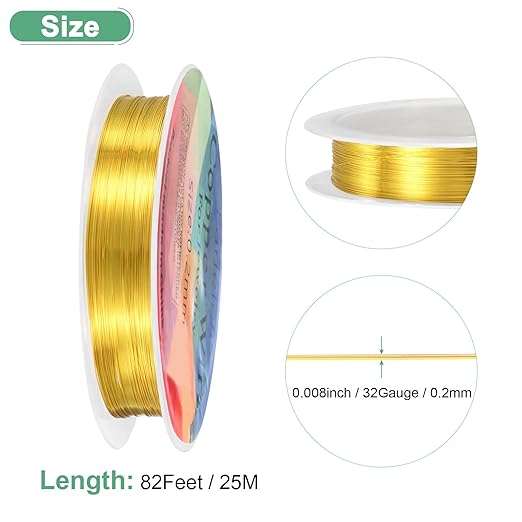 0.2 Mm/32 Gauge Copper Wire for Jewelry Making, 82FT Copper Beading Craft Wire - Image 3