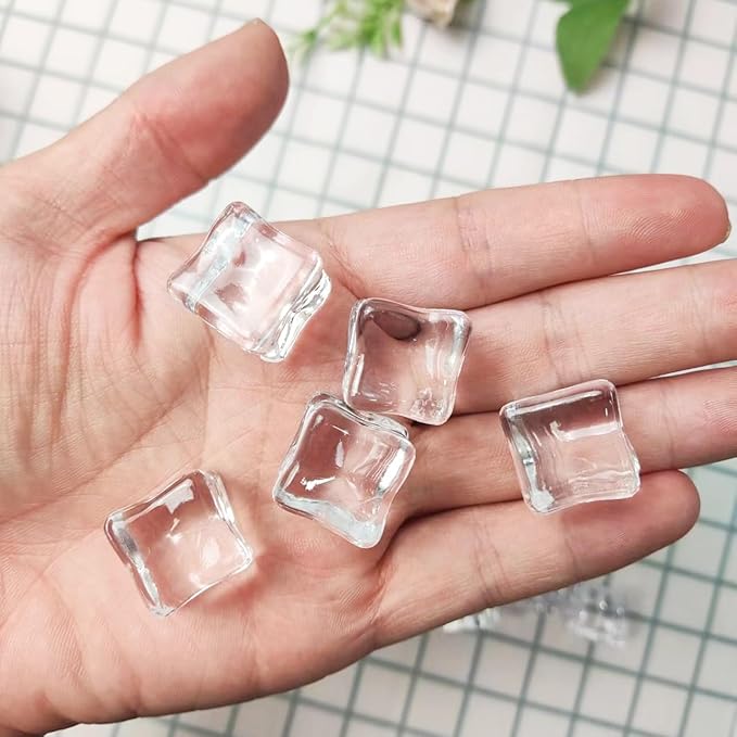 HappyFiller 22 PCS Large Crystal Square Fake Ice Cubes Acrylic Ice Rocks by HappyFiller