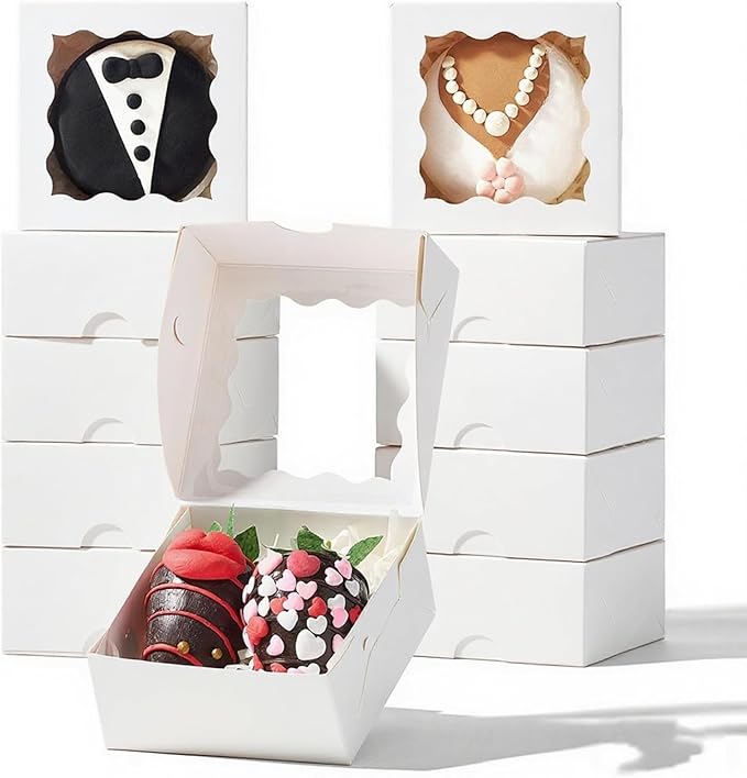 RomanticBaking 3 ¼" x 3 ¼" x 1 ½" 50PCS Chocolate Truffle Boxes by RoanticBaking