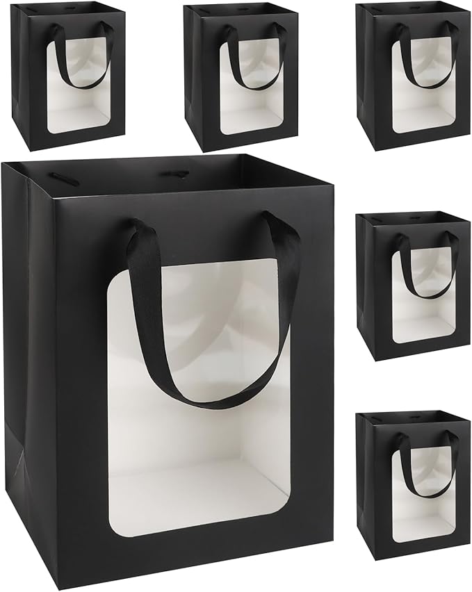 MOXARYSU 6 Pcs Black Gift Bags by MOXARYSU