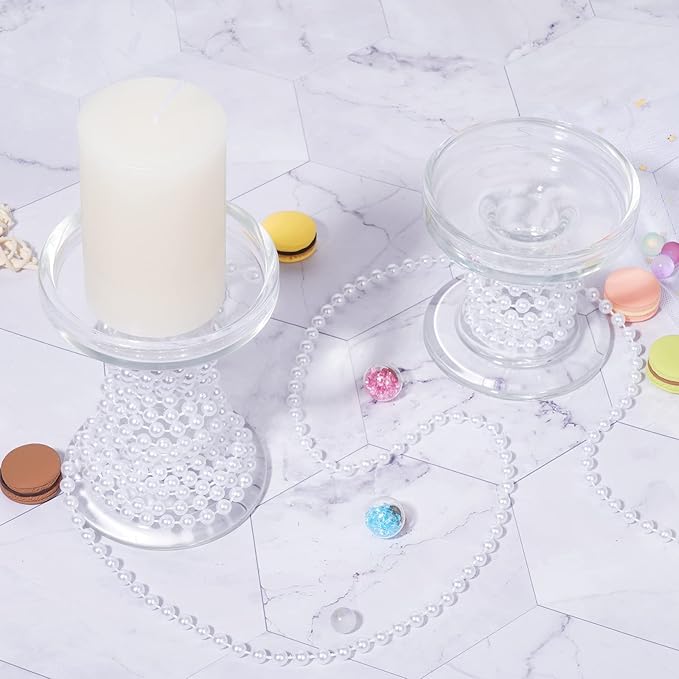 Faux White Pearl Bead Garland - 6mm Spool Pearl String Bead Roll - Image 3