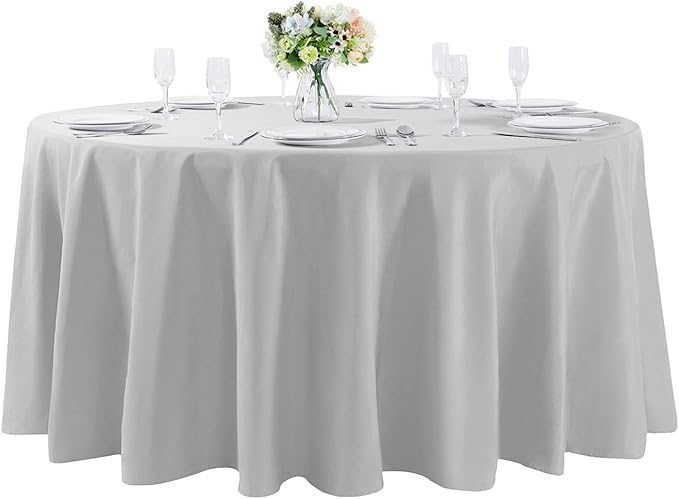 132 inch Round Tablecloth Washable Polyester Table Cloth Decorative Table Cover by Cupuamon