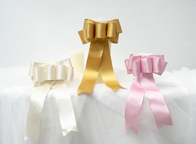 Pink Satin Ribbon Double-Faced Wired Ribbons - Image 6