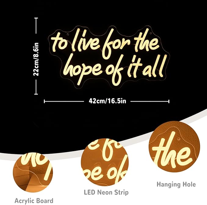 To Live For The Hope Of It All Neon Sign Letter Neon Light Warm White Led Neon - Image 3
