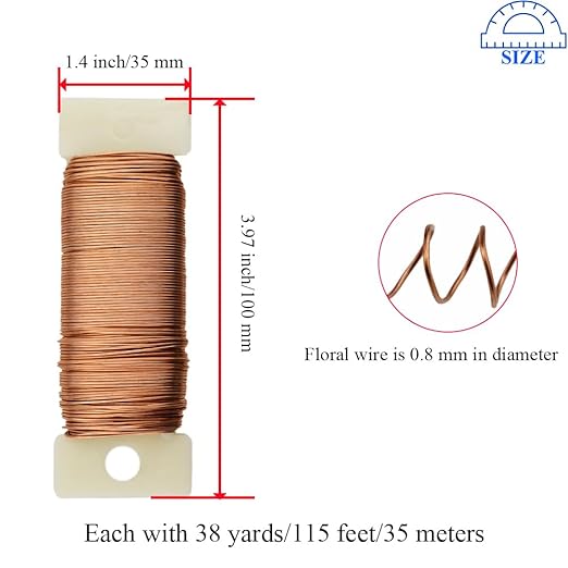 HAHIYO 22Gauge Rose Gold 3Roll Total 115Yards Metal Floral Wire Flexible Paddle - Image 2