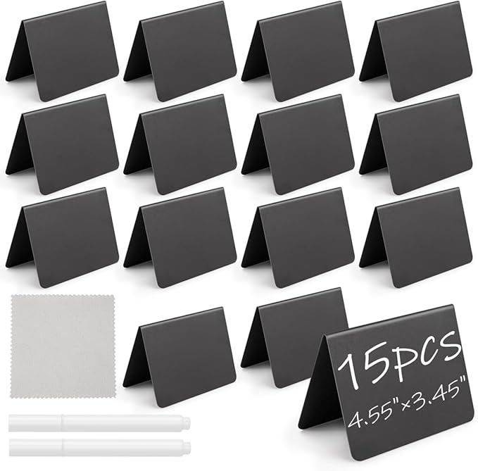 15 Pcs 4"x3" Mini Chalkboard Signs by JEFURE