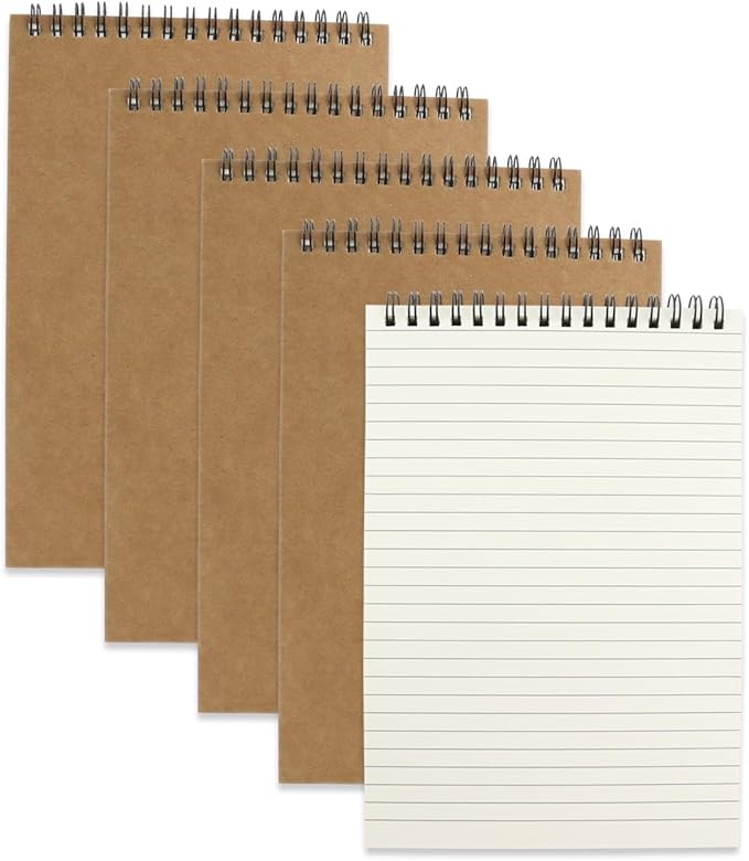 4 Pcs Top Bound Spiral Notebook, 8.3 inch x 5.8 inch, 60 Sheet, 7mm College by Aacehlh