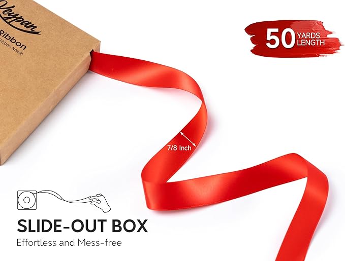 Red Satin Ribbon 7/8 Inch x 50 Yards Double-Faced Ribbons - Image 2