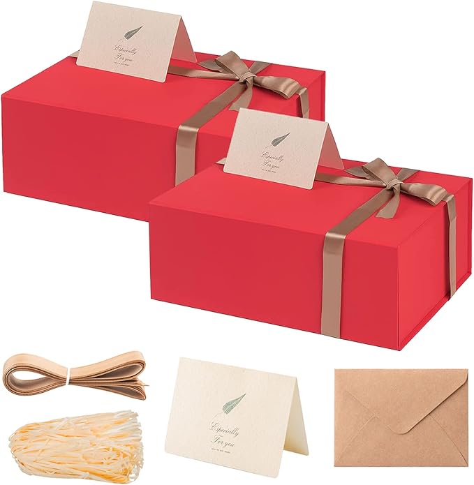 LIFELUM Christmas Gift Boxes 2 Pack 13.85 x 8.35 x 4.45 inch Large Gift Boxes by LIFELUM