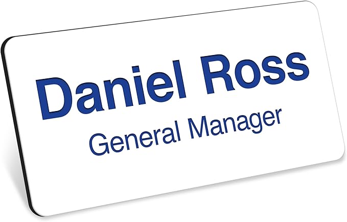 Name Tag, Magnetic White and Blue Name Tags, Personalized Name Tags, 1.5x3 by MySignCenter