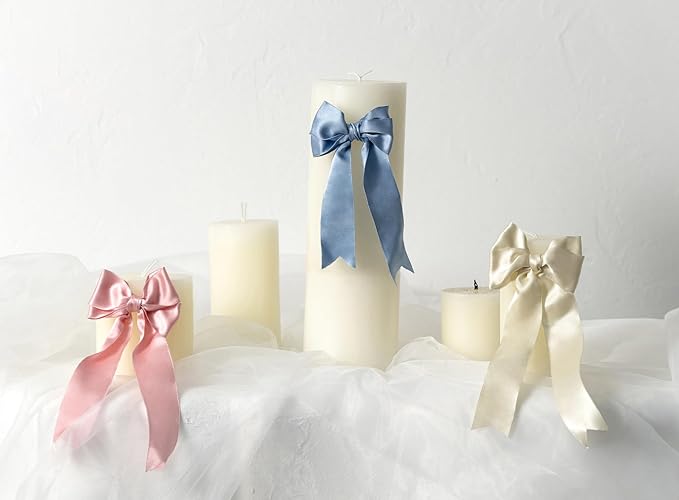 Blue Satin Ribbon Double-Faced Wired Ribbons - Image 5