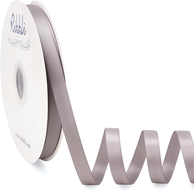 Ribbli Silver Satin Ribbon Double Faced Satin 1/2 Inch x Continuous 100 by Ribbli