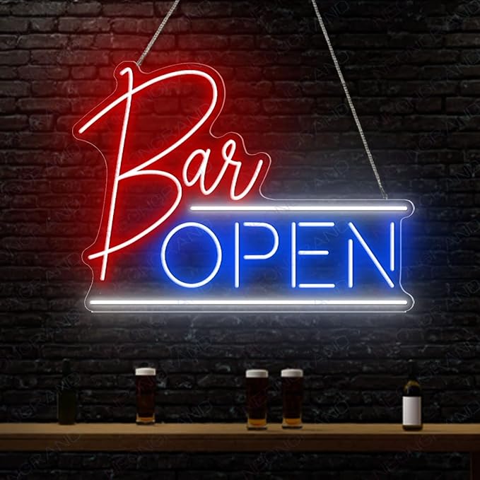 NEONGRAND Neon Bar Sign, Open Neon Sign, 30x20 inches, Wall Mount, Bar - Image 2