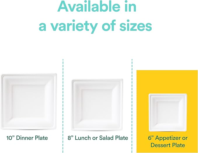 ECO SOUL Compostable Paper Plates 6 Inch Heavy Duty Disposable Dessert Plates - Image 5
