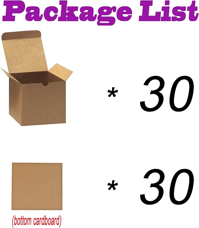 Bonfasvo Gift Boxes 30 Pack 4x4x4 inches Brown Fold Kraft Paper Boxes - Image 4