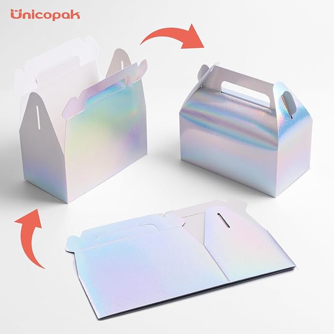 UnicoPak 30 Pcs Iridescent Gable Treat Boxes Party Favor Boxes Goodie Gift Boxes - Image 3