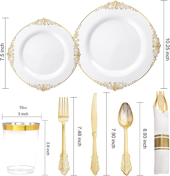 Nervure 350PCS Gold Plastic Plates - Image 4