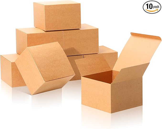 COTOPHER Small Gift Boxes 10 Pack 6x6x4 inches Brown Gift Boxes by COTOPHER