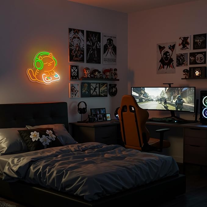Cat Gamer Neon Sign, Cat with Headphones Led Sign, Neon Signs - Image 6