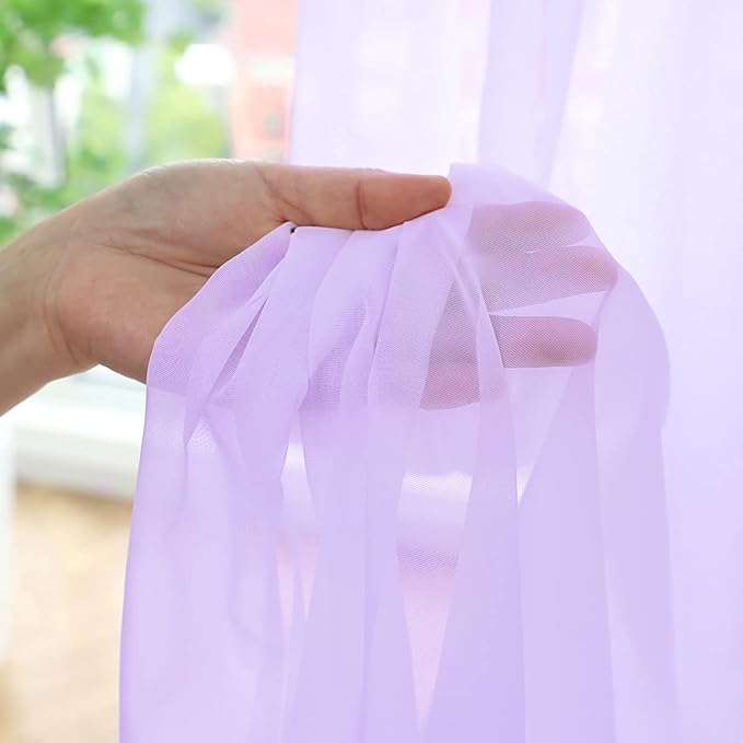 Window Purple Sheer Curtains 48 Inches Width 108 Inches Long 2 Panels Sheer - Image 3