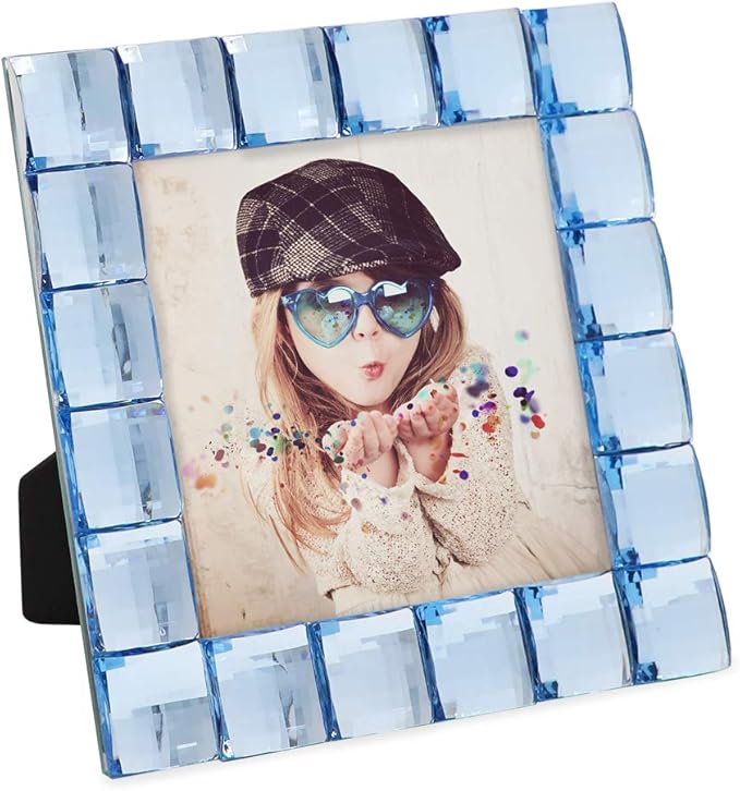 Isaac Jacobs Decorative Sparkling Light Blue Jewel Picture Frame, Photo Display - Image 5
