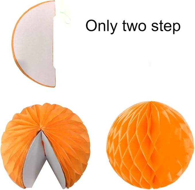 Hanging Paper Fan Set, Tissue Paper Pom Poms Flower Fan and Honeycomb Balls - Image 7