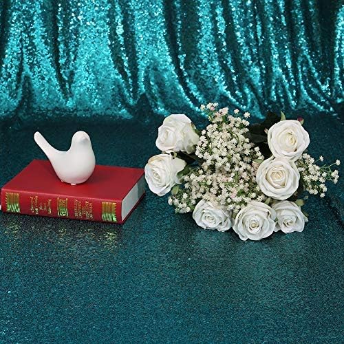 Eternal Beauty Teal Sequin Backdrop, 6x8 Ft Glitter Background Curtains - Image 8