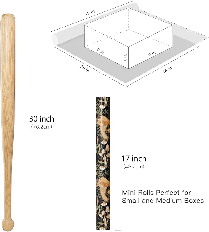 RUSPEPA Forest Mushroom Wrapping Paper Roll, Mini Roll, Woodland Squirrel and - Image 7