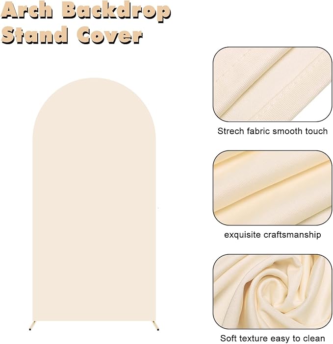 6.6FT Wedding Arch Backdrop Stand and Beige Arch Cover, Parties Decoration. - Image 4