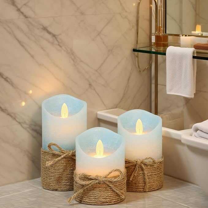 Silverstro Nautical Decor Ocean Blue Flameless Candles - Image 3