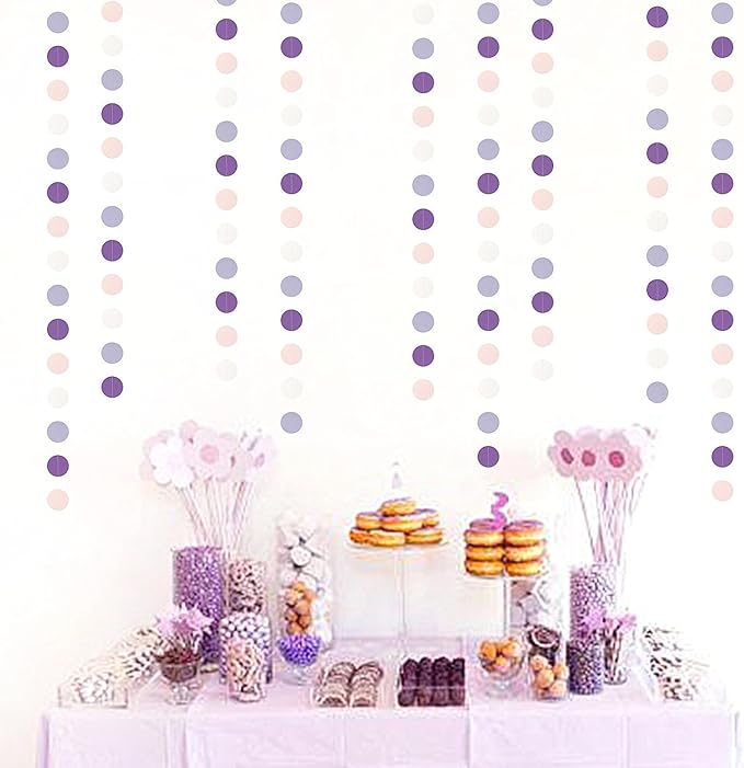 Purple-Pink White Party-Decorations Paper Garland - 52ft Lavender Birthday - Image 2