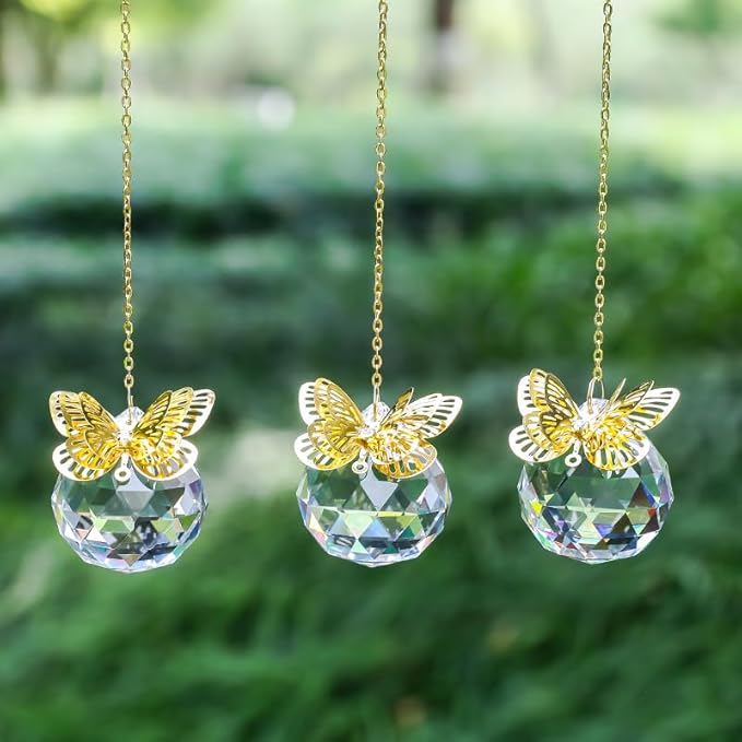 Crystal Suncatchers Gold Butterfly 40mm Crystal Prisms Ball Rainbow Maker - Image 6