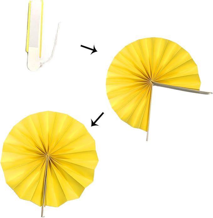 Hanging Paper Fan Set, Tissue Paper Pom Poms Flower Fan and Honeycomb Balls - Image 5