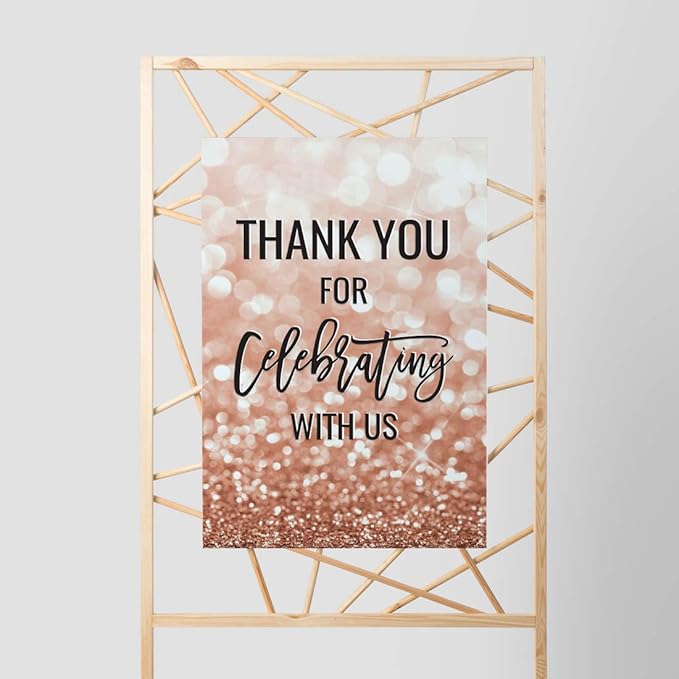 Andaz Press Extra Large Wedding Easel Board Party Sign, 12x18-inch, Glitzy Faux - Image 3
