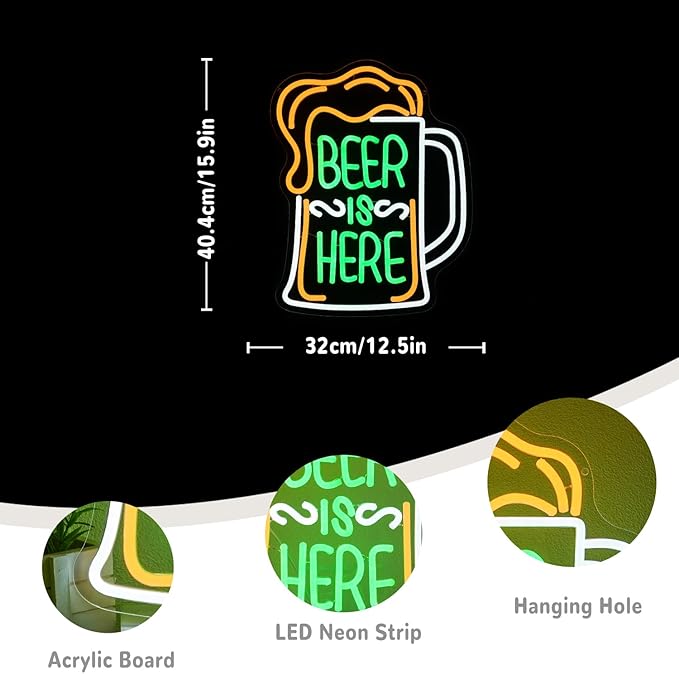 Beer Is Here Neon Sign for Wall Decor Bar Neon Light Beer Led Neon Signs - Image 3