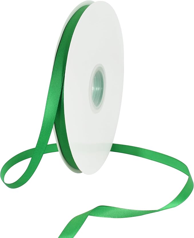TONIFUL 3/8 Inch x 100yds Bright Green Satin Ribbon Thin Solid Fabric Ribbons by TONIFUL