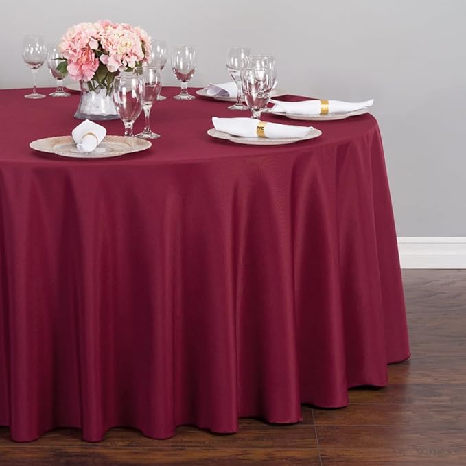LTC LINENS 2 Pack 120 Inch Round Tablecloth Burgundy - Image 3