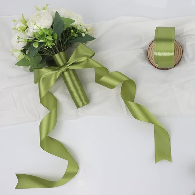 Light Green Solid Satin Ribbon 1-1/2 Inch 50 Yards Solid Polyester Fabric Ribbon - Image 5