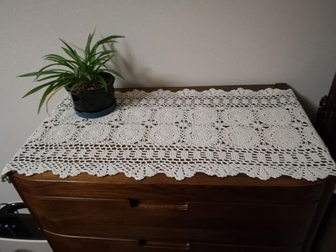 Cotton Handmade Crochet lace Table Runners Oval Tablecloth Doilies Doily Table - Image 6