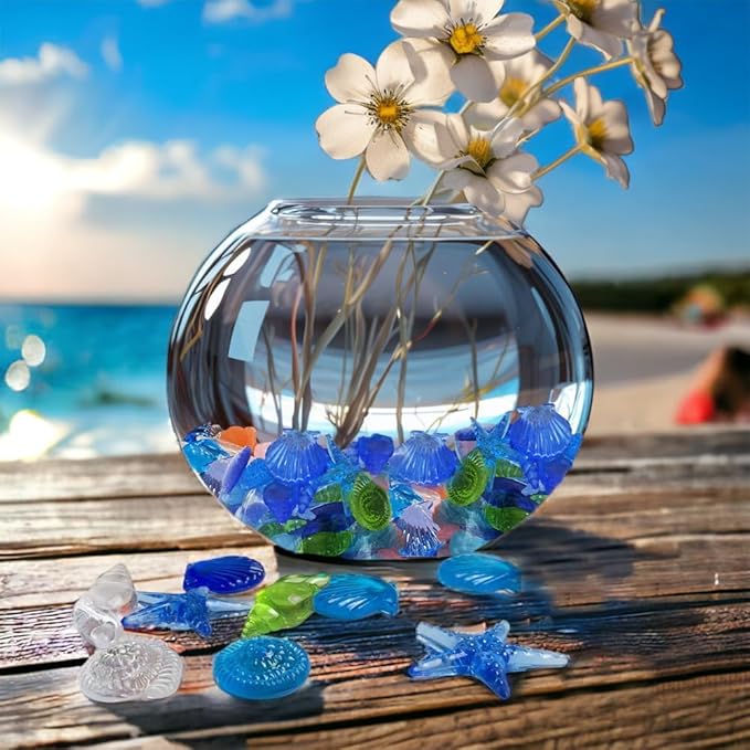 Blue Sea Shells Starfish Conch Acrylic Gems Under The Sea Party Decorations - Image 4