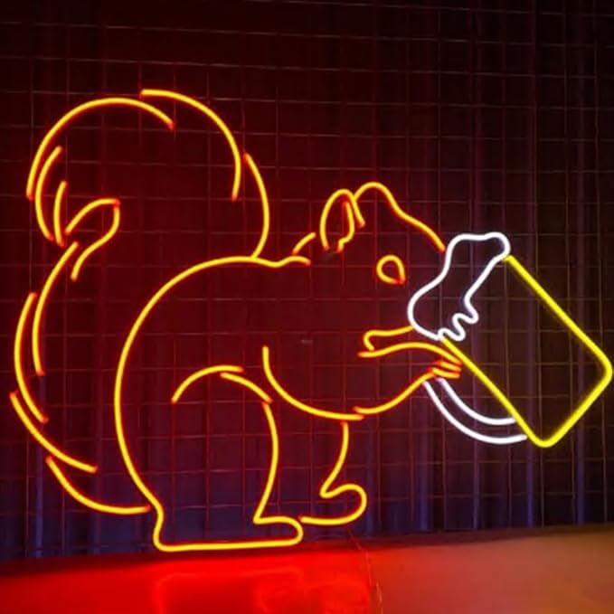 Squirrel Drinking Beer Neon Sign, 20inches Cocktail Squirrel Neon Led Light - Image 2