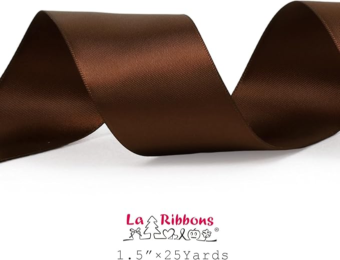 LaRibbons Brown Ribbon 1 1/2 Inch 25 Yards Double Faced Friar Brown Silk Ribbon - Image 5