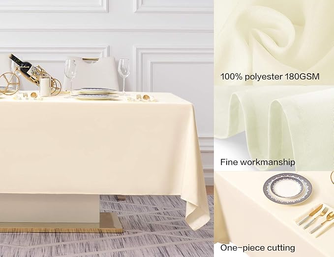 Surmente Beige Tablecloth 60 x 102-inch Rectangular Polyester Table Cloth - Image 2