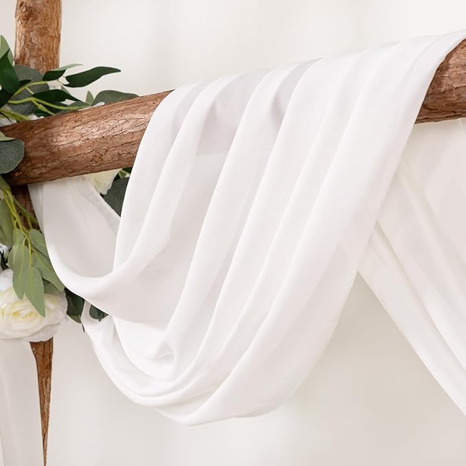 Ivory Wedding Arch Draping Fabric 1 Panel 30'' x 18FT Sheer Chiffon Arch Drapery - Image 2