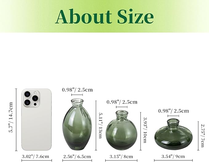 Hewory Glass Bud Vases for Centerpieces: Set of 12 Cute Green Small Vases - Image 5