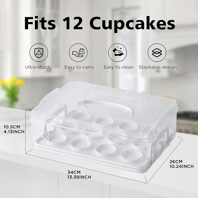 Cupcake Carrier with Lid and Handle, Cupcake and Brownie Storage Carrier - Image 2