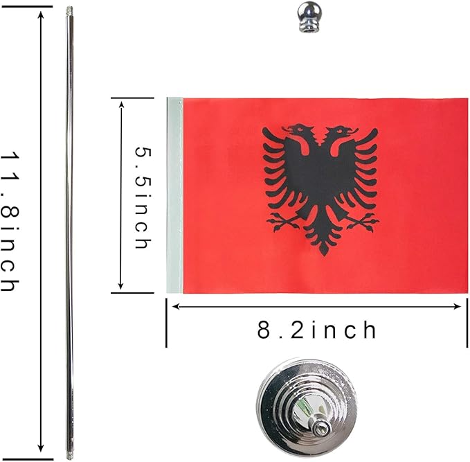 GentleGirl.USA Albania Table Flags Stick Small Mini Albania Flag Office Desk - Image 2